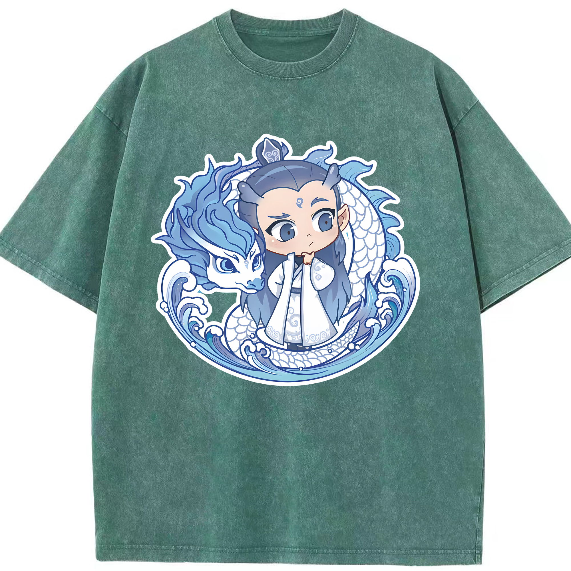 （画像用） Ne Zha 2 ナタ 魔童の大暴れ 綿100% ヴィンテージ風 半袖Tシャツ（フロントプリント）